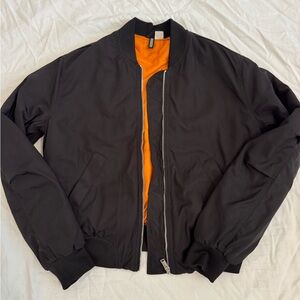 H&M Black Bomber Jacket with Bold Orange Interior